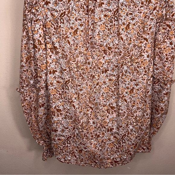 XS Universal Thread Boho Ruffle Long Sleeve Peasant Blouse Top Brick Red Orange - Picture 7 of 13